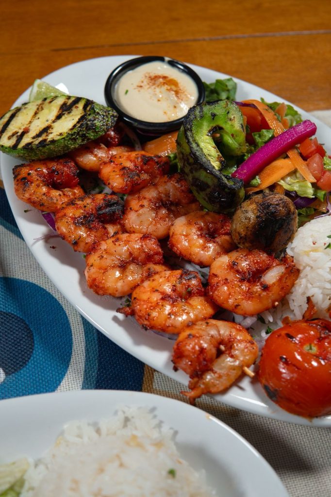 camarón shish kebab